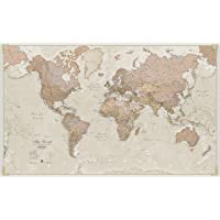 Mapa del mundo- plastificado- diseño antiguo